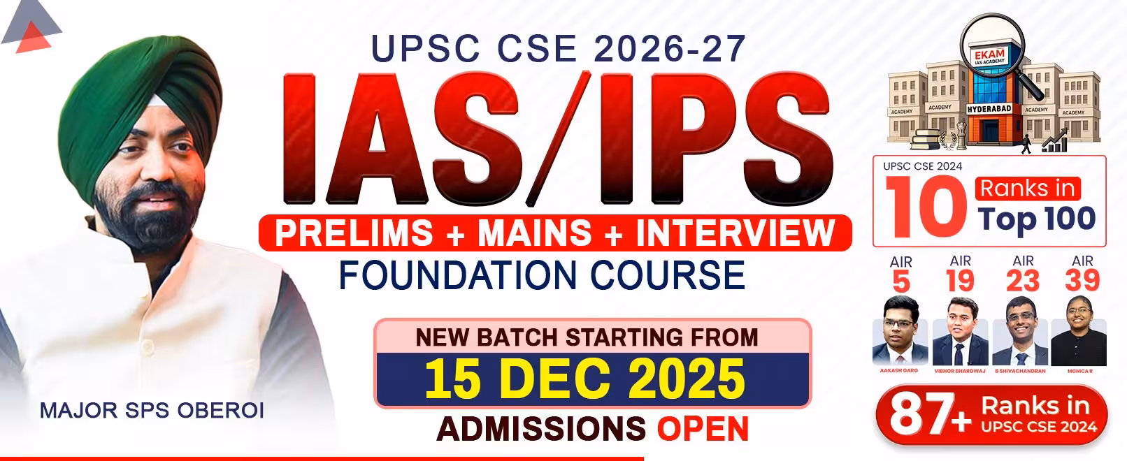 Admissions Open - UPSC CSE GS Foundation (Prelims Mains)