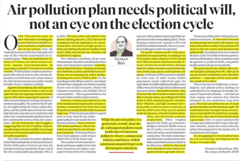 Air Pollution Plan Needs Political Will, Not an Eye on the Election Cycle