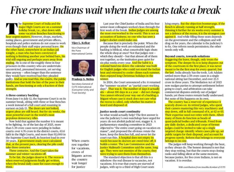 Five Crore Indians Wait When the Courts Take a Break