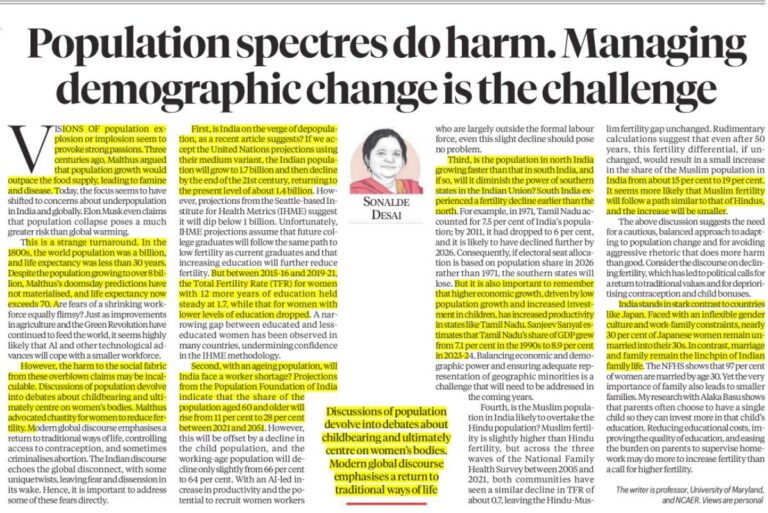 Population Spectres Do Harm: Managing Demographic Change