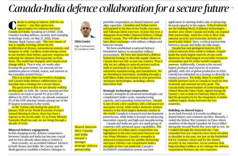 Canada–India Defence Collaboration for a Secure Future