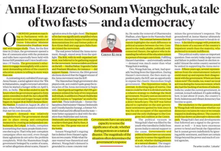 Anna Hazare to Sonam Wangchuk: A Tale of Two Fasts — and a Democracy