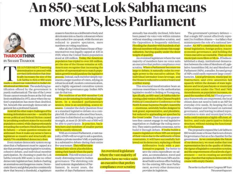 850-Seat Lok Sabha: More MPs, Better Representation?