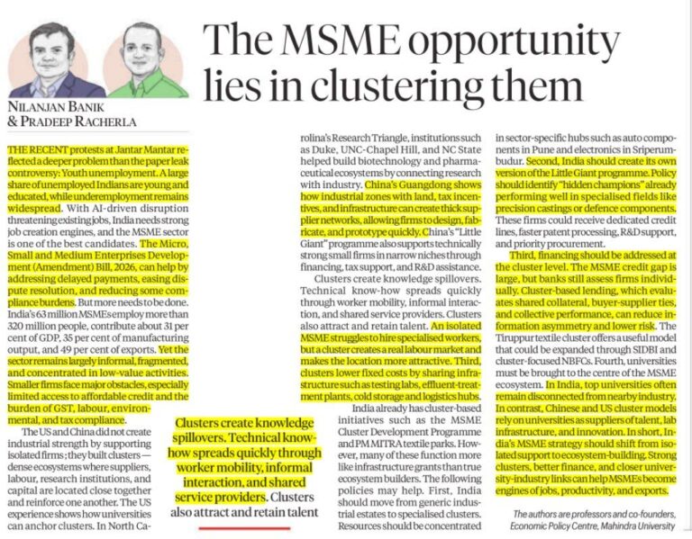 The MSME Opportunity Lies in Clustering Them
