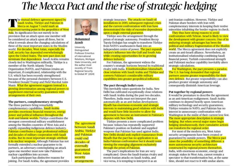 The Mecca Pact and the Rise of Strategic Hedging