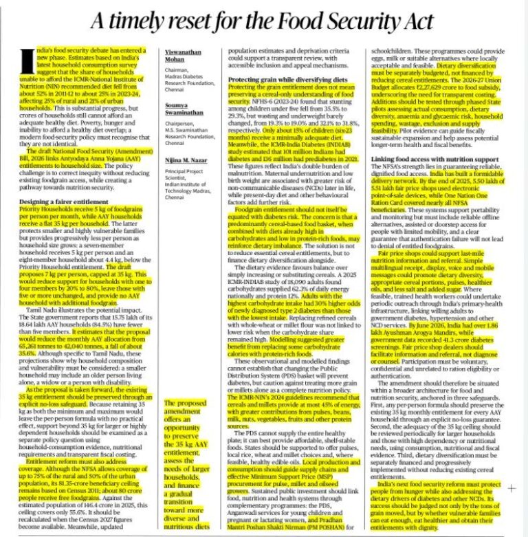 A Timely Reset for the Food Security Act