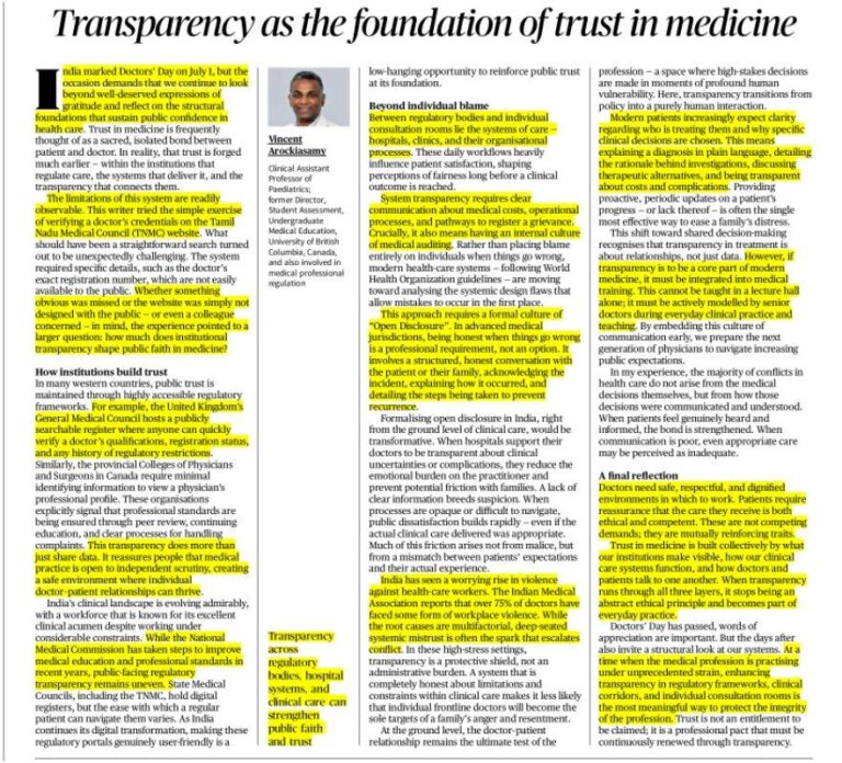 Transparency: Foundation of Trust in Medicine