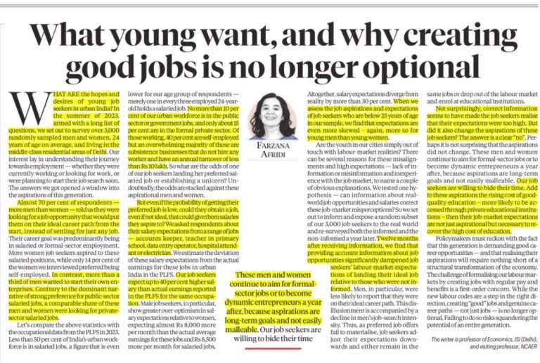 India’s Youth Want “Good Jobs”