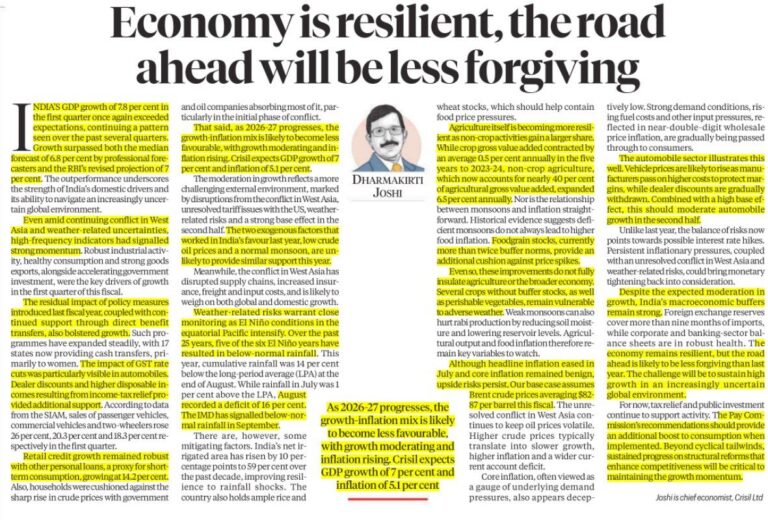 Indian Economy: Resilient, but Risks Ahead