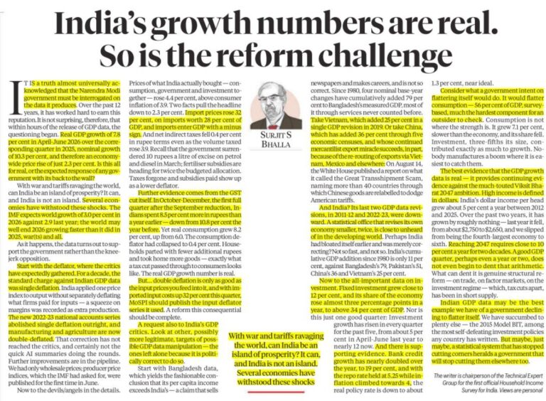 India’s Growth Numbers & the Reform Challenge
