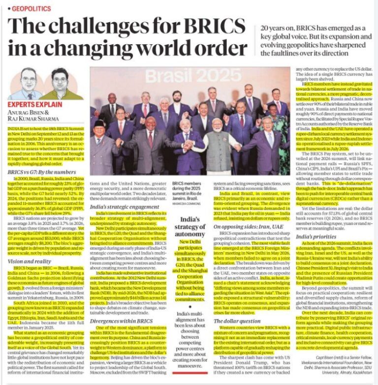 The Challenges for BRICS in a Changing World Order