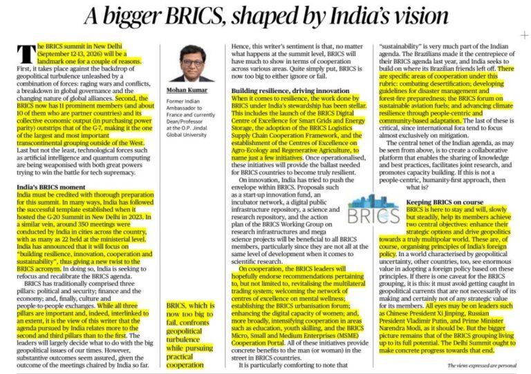 A Bigger BRICS, Shaped by India’s Vision