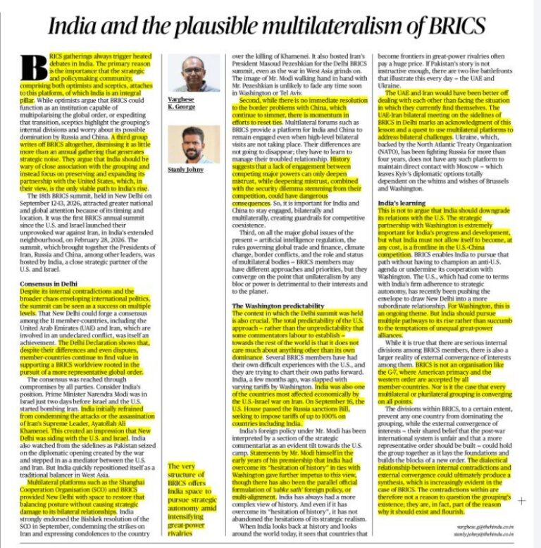 India and the Multilateral Role of BRICS