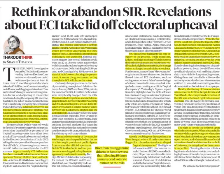 SIR & Electoral Rolls: Questions of Voter Exclusion