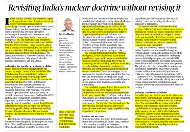 India’s Nuclear Doctrine: Review Without Revision