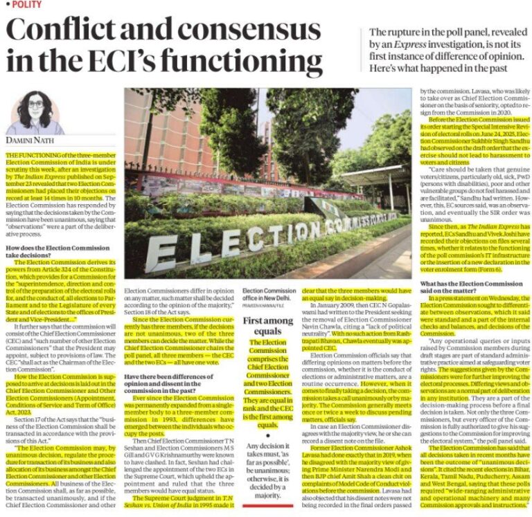 ECI Functioning: Conflict and Consensus