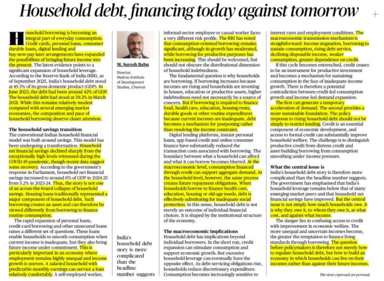 Household Debt: Financing Today Against Tomorrow