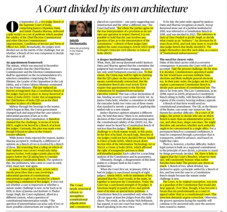 Supreme Court & Constitutional Bench Structure