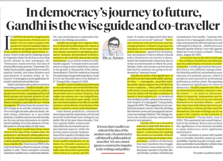 Gandhi’s Ideas for the Future of Democracy