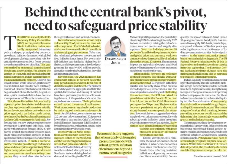 RBI’s Policy Shift: Safeguarding Price Stability