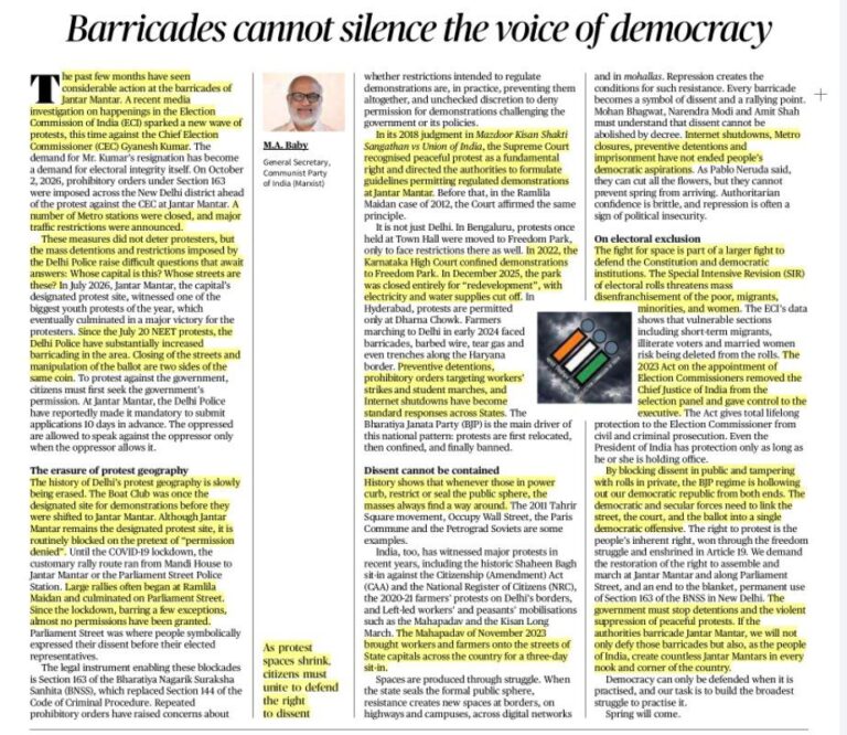 Right to Protest & Democratic Freedoms