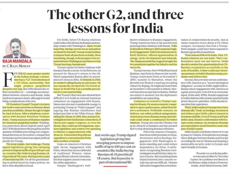 The Other G2: US-Russia Relations & India