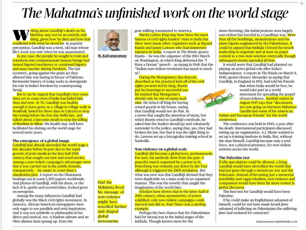 Mahatma Gandhi’s Unfinished Global Legacy